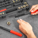 Darrahopens Tools > Other Tools > Tool Sockets VEVOR 49-Piece Thread Chaser Set, UNC UNF and Metric Thread Restorer Tool, Rethreading Tool Kit with 22 Taps 24 Dies 3 Thread Files Storage Case, Heat Treated Steel, for Mechanics DIY Enthusiasts