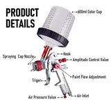 Darrahopens Tools > Power Tools Air HVLP Spray Gun Paint Gun 600CC Gravity Feed Cup 1.4mm 1.7mm 2mm Tip AU Stock