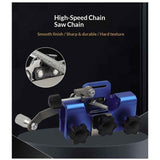 Darrahopens Tools > Power Tools > Chainsaws Portable Hand Crank Tool with 3 Sharpening Rods, Storage Bag, Gloves & Cleaning Brush - Chainsaw Sharpening Jig Kit for Chain Saw and Electric Saw blue