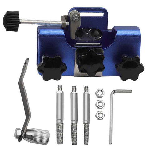 Darrahopens Tools > Power Tools > Chainsaws Portable Hand Crank Tool with 3 Sharpening Rods, Storage Bag, Gloves & Cleaning Brush - Chainsaw Sharpening Jig Kit for Chain Saw and Electric Saw blue