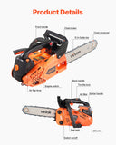 Darrahopens Tools > Power Tools > Chainsaws VEVOR 25 cc Gas Chainsaw, 305 mm Gas Powered Chainsaw, 0.75 kW Power Chain Saw with Non-Slip Handle, Gas-Powered Chainsaws with Dual Fuel Tanks, For Wood Cutting, Tree Trimming, and Land Clearing