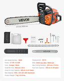 Darrahopens Tools > Power Tools > Chainsaws VEVOR 58 cc Gas Chainsaw, 508 mm Gas Powered Chainsaw, 2.0 kW Power Chain Saw with Non-Slip Handle, Gas-Powered Chainsaws with Dual Fuel Tanks, For Wood Cutting, Tree Trimming, and Land Clearing