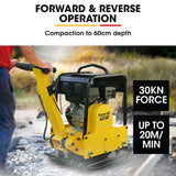 Darrahopens Tools > Power Tools > Outdoor Power Equipment BAUMR-AG 185kg Reversible Vibratory Plate Compactor, Commercial 9HP 270cc, 500x700mm, Wheel Kit, for Sand Soil Gravel Asphalt (BCX-950)