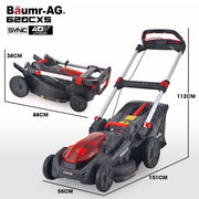 Darrahopens Tools > Power Tools > Outdoor Power Equipment BAUMR-AG 620CXS 40V SYNC 21" Self-Propelled Cordless Lawn Mower Kit, VertiStore, Fast Charger, 2 x 4Ah Batteries, 8 Heights, Brushless, 510mm Cut Width