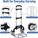 Darrahopens Tools > Power Tools > Outdoor Power Equipment Folding Hand Truck, 1 Pack Portable Dolly Cart with Telescoping Handle, Lightweight Aluminum Alloy Foldable Hand Truck with Solid Rubber Wheels, Compact Moving Cart for Home, Office, Shopping, Travel