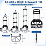 Darrahopens Tools > Power Tools > Outdoor Power Equipment Folding Hand Truck, 1 Pack Portable Dolly Cart with Telescoping Handle, Lightweight Aluminum Alloy Foldable Hand Truck with Solid Rubber Wheels, Compact Moving Cart for Home, Office, Shopping, Travel