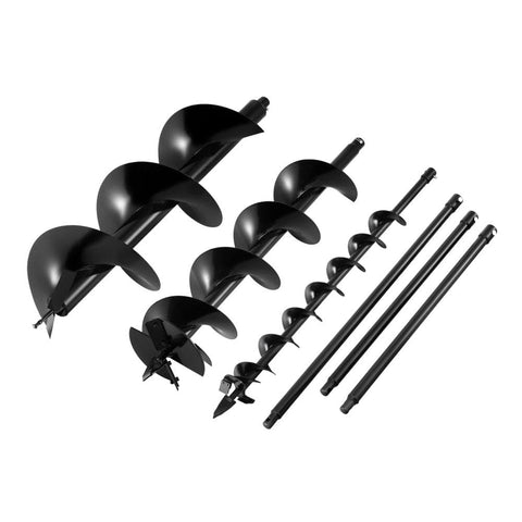 Darrahopens Tools > Power Tools > Outdoor Power Equipment Giantz Post Hole Digger Auger Drill Bit Set 100mm 200mm 300mm Carbon Steel Black
