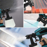 Darrahopens Tools > Power Tools > Painting Tools 1400ml Cordless High Pressure Spray Gun Flow Adjustable Spray Gun Paint Sprayer Home Interior Exterior With 2 Nozzles For Makita 21V Battery-Skin Only