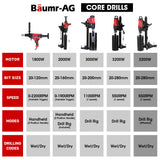 Darrahopens Tools > Power Tools > Power Drills & Accessories BAUMR-AG 3200W 280mm Wet/Dry Core Drill w/ Wheeled Stand & 127mm Bit Combo, for Concrete Coring Hole Drilling