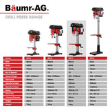 Darrahopens Tools > Power Tools > Power Drills & Accessories Baumr-AG 600W 12" Pedestal Bench Drill Press, 12 Speeds, 16mm Chuck (DP17)