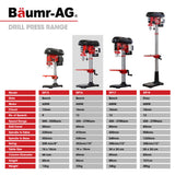 Darrahopens Tools > Power Tools > Power Drills & Accessories Baumr-AG DP15 600W 10" Pedestal Bench Drill Press, 12 Speeds, 16mm Chuck (DP15 II)