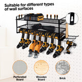 Darrahopens Tools > Power Tools > Power Drills & Accessories Power Tool Organizer Wall Mount 7 Drill Holder 3 Layer Heavy Duty Metal for Drill Plier Hammer Rack Suitable for Workshop Garage