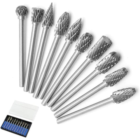 Darrahopens Tools > Power Tools > Power Drills & Accessories Tungsten Steel Rotary Files Double Cut 10pcs with 3mm Shank Compatible with Dremel Rotary Tools