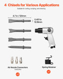 Darrahopens Tools > Power Tools > Power Drills & Accessories VEVOR Air Hammer, 4500BPM Pneumatic Hammer with 40mm Stroke & 4PCS Chisels Round Shank, Lightweight & Compact Air Chisel Pneumatic Shovel Tool for Cutting Punching Scraping