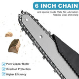 Darrahopens Tools > Power Tools > Power Saws 6" Cordless Electric Chainsaw in Blue - Portable Handheld Wood Cutter