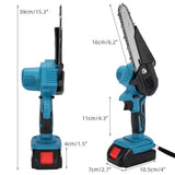 Darrahopens Tools > Power Tools > Power Saws 6" Cordless Electric Chainsaw in Blue - Portable Handheld Wood Cutter