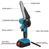 Darrahopens Tools > Power Tools > Power Saws 6" Cordless Electric Chainsaw in Blue - Portable Handheld Wood Cutter