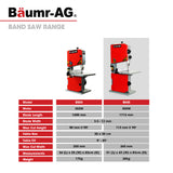 Darrahopens Tools > Power Tools > Power Saws Baumr-AG 500W Wood Bandsaw, Benchtop, 115mm Cutting Depth (BS40)