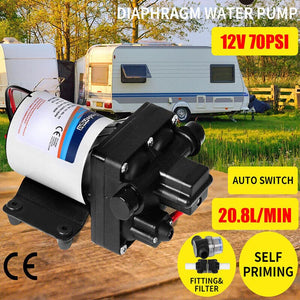 Darrahopens Tools > Pumps 12V Caravan Water Pump High Pressure Self-priming rv Camping Boat 70PSI 20.8L/M