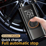 Darrahopens Tools > Pumps > Air Pumps Portable air compressor for tires with digital pressure gauge, 150PSI rechargeable battery, LED light, wireless bicycle tire pump for cars, motorcycles, bicycles, etc., black