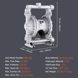 Darrahopens Tools > Pumps > Air Pumps VEVOR Air Operated Double Diaphragm Pump, 44GPM, Max 115PSI Air Waste Oil Pneumatic Transfer Pump with 2 Extra Diaphragms, 3.8cm Inlet & Outlet Aluminum Alloy Diaphragm Pump for Diesel Grease Oil