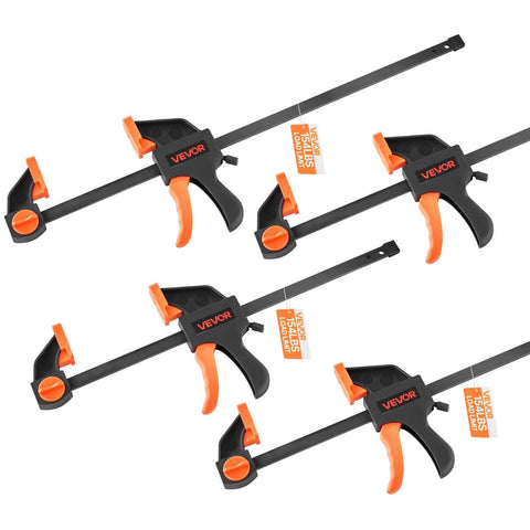 Darrahopens Tools > Pumps > Air Pumps VEVOR Bar Clamps for Woodworking, 2-Pack 30.48 cm and 2-Pack 15.24 cm, One-Handed Clamp/Spreader, Quick-Grip F-Clamp with 70 kg Load Limit, Premium Plastic and Steel, for Woodworking Metal working
