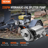 Darrahopens Tools > Pumps > Air Pumps VEVOR Hydraulic Log Splitter Pump, 22GPM, 2 Stage 4000PSI Wood Log Splitter Pump, 1'' Inlet 3/4'' NPT Outlet 3600 RPM Aluminum Hydraulic Gear Pump, for Small Engine Mounting Log Splitters Snowplow