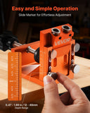 Darrahopens Tools > Pumps > Air Pumps VEVOR Pocket Hole Jig Kit, 12 mm to 48 mm Adjustable, Jig Pocket Hole System with Step Drill, Hex Wrench, Drill Stop Ring, Square Drive Bit, Plugs and Screws, Reinforced Metal Frame, for Woodworking