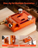 Darrahopens Tools > Pumps > Air Pumps VEVOR Pocket Hole Jig Kit, 12 mm to 48 mm Adjustable, Jig Pocket Hole System with Step Drill, Hex Wrench, Drill Stop Ring, Square Drive Bit, Plugs and Screws, Reinforced Metal Frame, for Woodworking