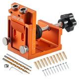 Darrahopens Tools > Pumps > Air Pumps VEVOR Pocket Hole Jig Kit, 12 mm to 48 mm Adjustable, Jig Pocket Hole System with Step Drill, Hex Wrench, Drill Stop Ring, Square Drive Bit, Plugs and Screws, Reinforced Metal Frame, for Woodworking