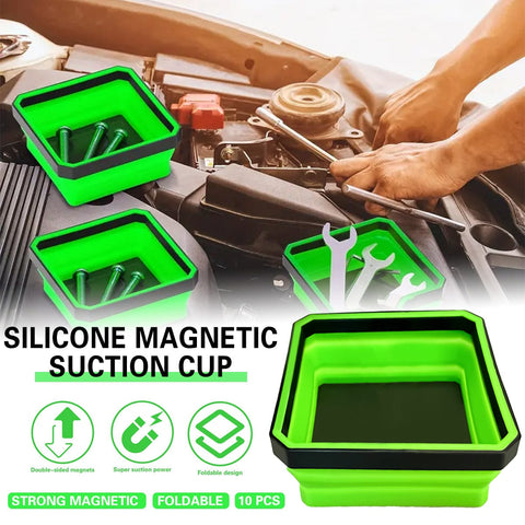 Darrahopens Tools > Tools Storage > Tool Boxes 10PCS Silicone Magnetic Tool Tray Folding Storage Disk Screw Bolt Organizer