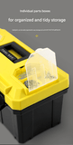 Darrahopens Tools > Tools Storage > Tool Boxes 14-inch Yellow and Black Heavy Duty Plastic Toolbox - PP Material with ABS Latches - Lockable, Large Capacity, Double Layer, Organized Storage, for Home Repair, Automotive, Construction, Outdoor Use