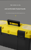 Darrahopens Tools > Tools Storage > Tool Boxes 14-inch Yellow and Black Heavy Duty Plastic Toolbox - PP Material with ABS Latches - Lockable, Large Capacity, Double Layer, Organized Storage, for Home Repair, Automotive, Construction, Outdoor Use