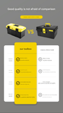 Darrahopens Tools > Tools Storage > Tool Boxes 14-inch Yellow and Black Heavy Duty Plastic Toolbox - PP Material with ABS Latches - Lockable, Large Capacity, Double Layer, Organized Storage, for Home Repair, Automotive, Construction, Outdoor Use