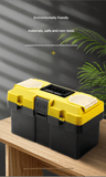 Darrahopens Tools > Tools Storage > Tool Boxes 14-inch Yellow and Black Heavy Duty Plastic Toolbox - PP Material with ABS Latches - Lockable, Large Capacity, Double Layer, Organized Storage, for Home Repair, Automotive, Construction, Outdoor Use
