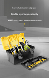 17-inch Yellow and Black Heavy Duty Plastic Toolbox - PP Material with ABS Latches - Lockable, Large Capacity, Double Layer, Organized Storage, for Home Repair, Automotive, Construction, Outdoor Use