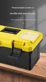 Darrahopens Tools > Tools Storage > Tool Boxes 17-inch Yellow and Black Heavy Duty Plastic Toolbox - PP Material with ABS Latches - Lockable, Large Capacity, Double Layer, Organized Storage, for Home Repair, Automotive, Construction, Outdoor Use