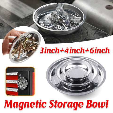 Darrahopens Tools > Tools Storage > Tool Boxes 3 4 6 Inch Magnetic Parts Tray Set Stainless Steel Tool Bowl Organizer Holder