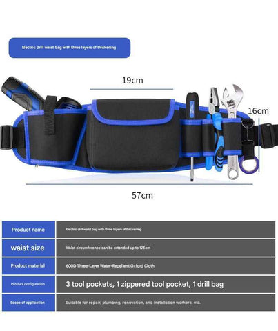 Darrahopens Tools > Tools Storage > Tool Boxes Blue Professional Oxford Cloth Tool Waist Bag –Tool Belt, Multifunctional Work Belt, Men's Robust, Adjustable Tool Belt - Heavy-Duty 600D Waterproof for Electricians, Mechanics & Construction Workers