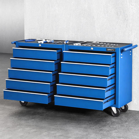 Darrahopens Tools > Tools Storage > Tool Boxes Giantz Tool Chest Trolley 10 Drawers Toolbox Storage Blue