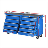 Darrahopens Tools > Tools Storage > Tool Boxes Giantz Tool Chest Trolley 10 Drawers Toolbox Storage Blue
