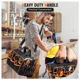 Darrahopens Tools > Tools Storage > Tool Boxes Heavy-Duty 17-Inch Tool Bag with 46 Pockets, Waterproof Base & Shoulder Strap(Black Orange)