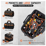 Darrahopens Tools > Tools Storage > Tool Boxes Heavy-Duty 17-Inch Tool Bag with 46 Pockets, Waterproof Base & Shoulder Strap(Black Orange)