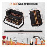 Darrahopens Tools > Tools Storage > Tool Boxes Heavy-Duty 17-Inch Tool Bag with 46 Pockets, Waterproof Base & Shoulder Strap(Black Orange)