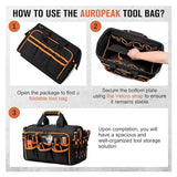Darrahopens Tools > Tools Storage > Tool Boxes Heavy-Duty 17-Inch Tool Bag with 46 Pockets, Waterproof Base & Shoulder Strap(Black Orange)