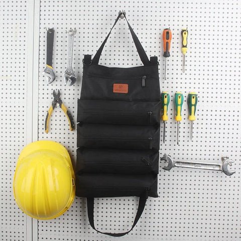 Darrahopens Tools > Tools Storage > Tool Boxes Heavy-Duty Canvas Tool Roll Up Bag & Organizer Tote - Multi-Pocket Wrench & Tool Pouch(Khaki)