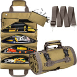 Darrahopens Tools > Tools Storage > Tool Boxes Khaki Multi-Purpose 600D Oxford Cloth Roll-Up Tool Organizer Bag – Heavy-Duty Waterproof & Anti-Scratch Organizer for Electricians, Mechanics & Automotive Use-Duty Oxford Fabric - Multi-Pocket Storage for Electricians, Mechanics & DIY Enthusiasts