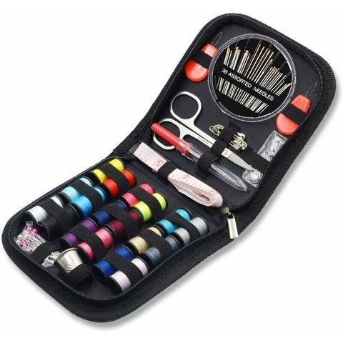 Darrahopens Tools > Tools Storage > Tool Boxes Mini Sewing Kit with 52 Sewing Accessories, 18 Thread Spools with Black Sewing Box for Beginners Kids Travelers Sewing Machine Adults Girls (Small)