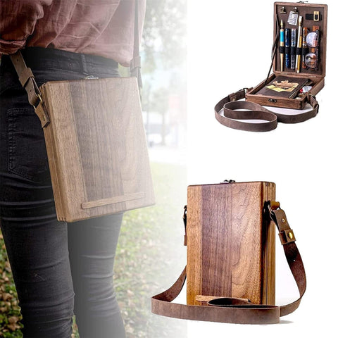 Darrahopens Tools > Tools Storage > Tool Boxes Vintage Writer's Wooden Messenger Box - Artisan Crossbody Satchel for Artists and Creatives