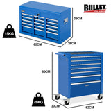 Darrahopens Tools > Tools Storage > Tool Cabinets BULLET 16 Drawer Tool Box Cabinet Chest Storage, Toolbox Garage Organiser Set, Blue